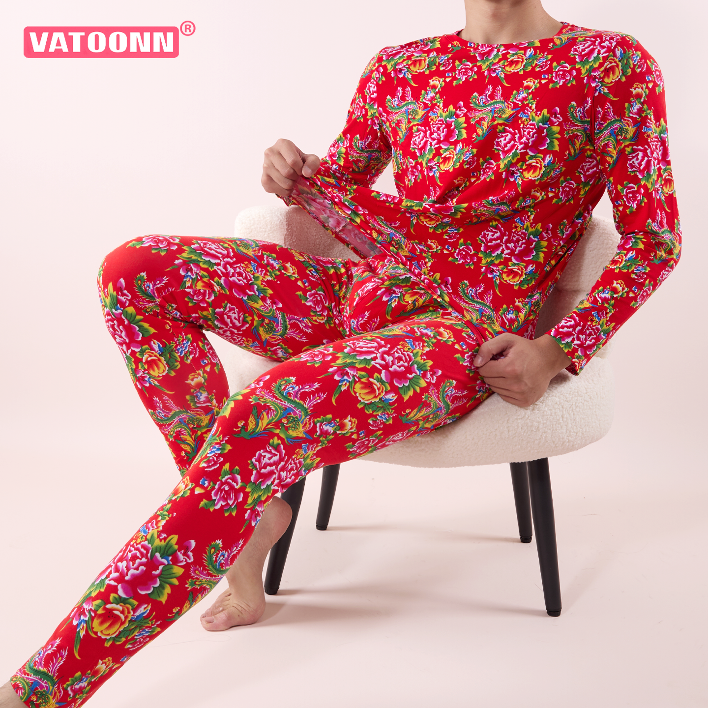 男士保暖内衣套装东北大红秋冬款