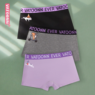 内裤 风可爱卡通 女平角纯棉透气舒适宽腰带中腰收腹包臀抑菌裆美式