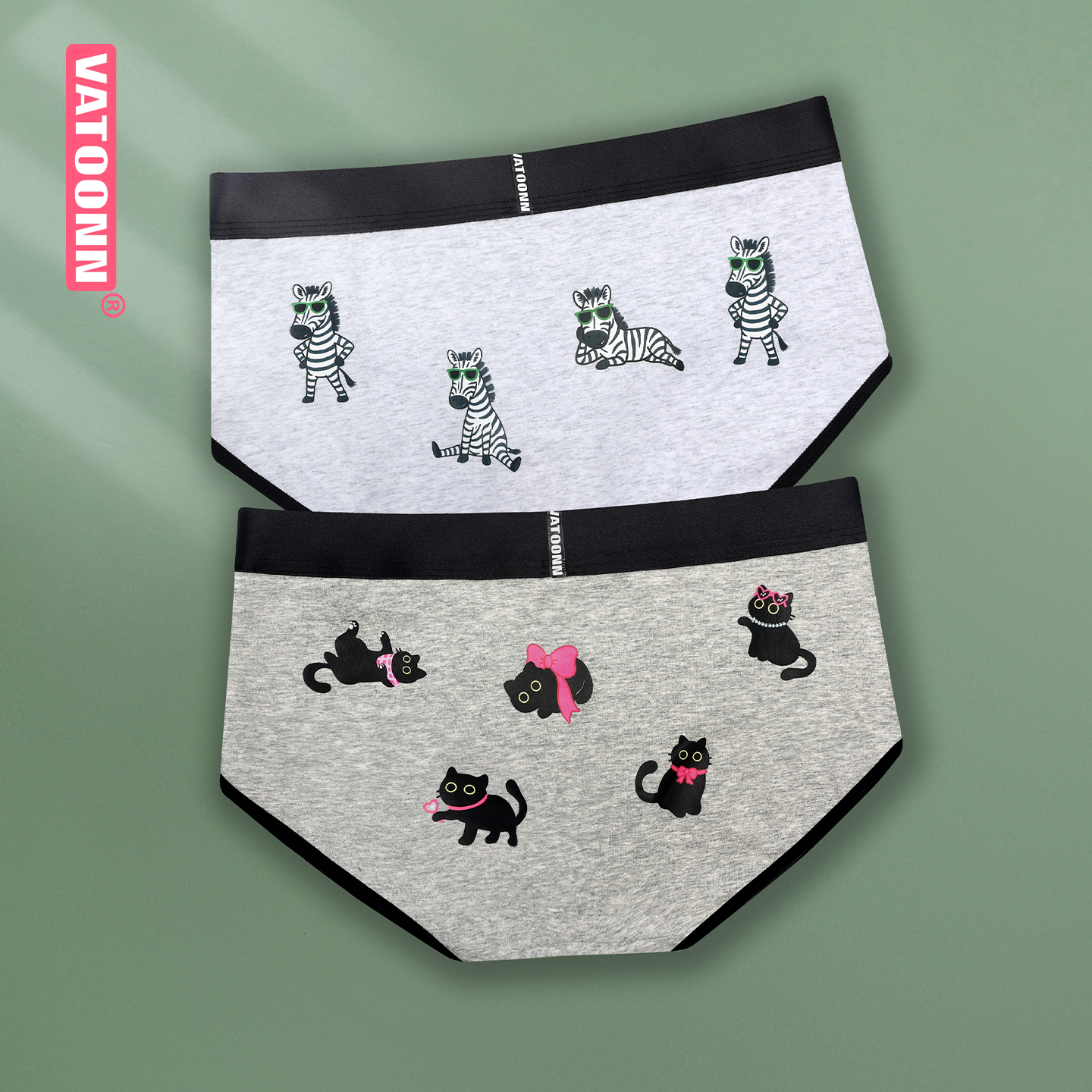 可爱动物印花女三角裤纯棉中腰宽腰带大码防卷边收腹抗菌透气内裤,女士内衣/男士内衣/家居服,女三角裤,淘宝优惠券,粉丝福利购,淘宝优惠卷