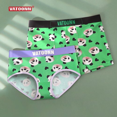 卡通熊猫印花情侣内裤纯棉女三角