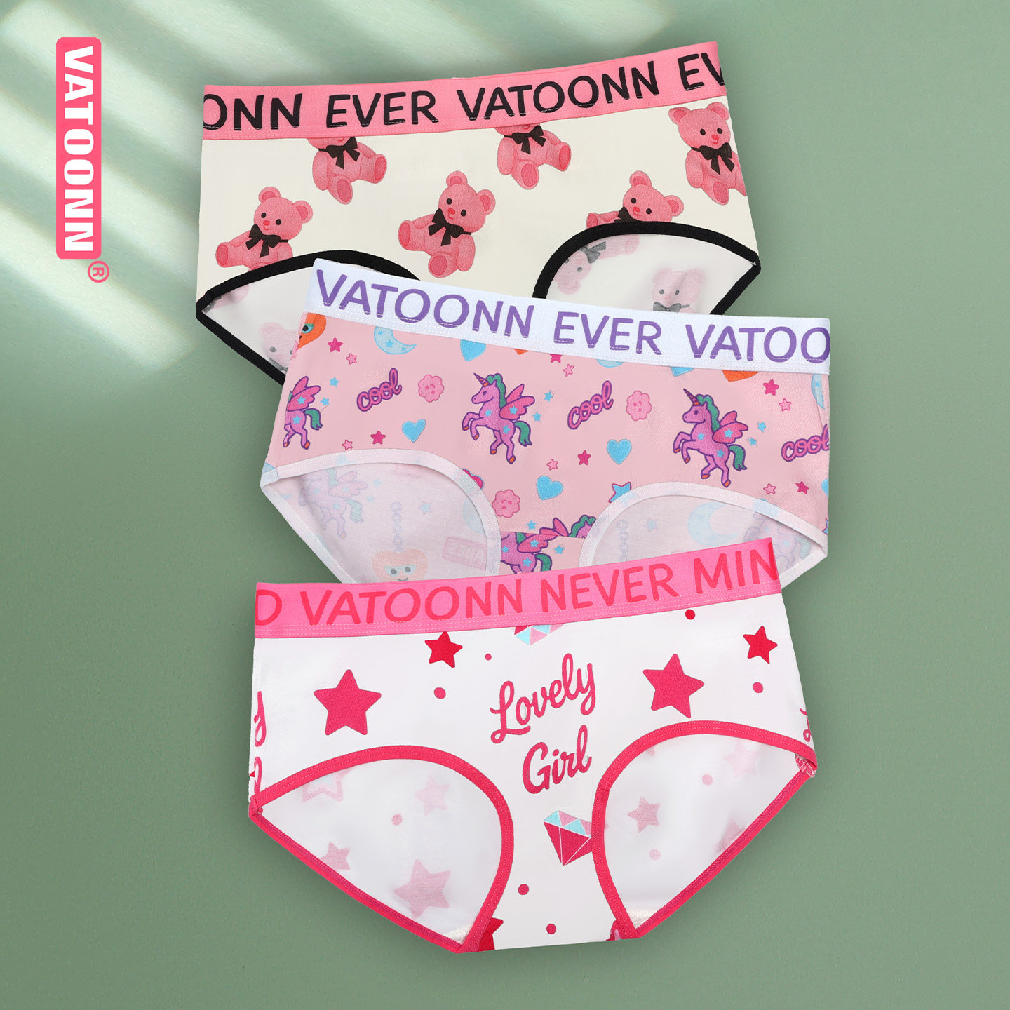 女士纯棉大码三角裤亲肤透气小熊趣味印花中腰字母宽腰带全包裹,女士内衣/男士内衣/家居服,女三角裤,淘宝优惠券,粉丝福利购,淘宝优惠卷