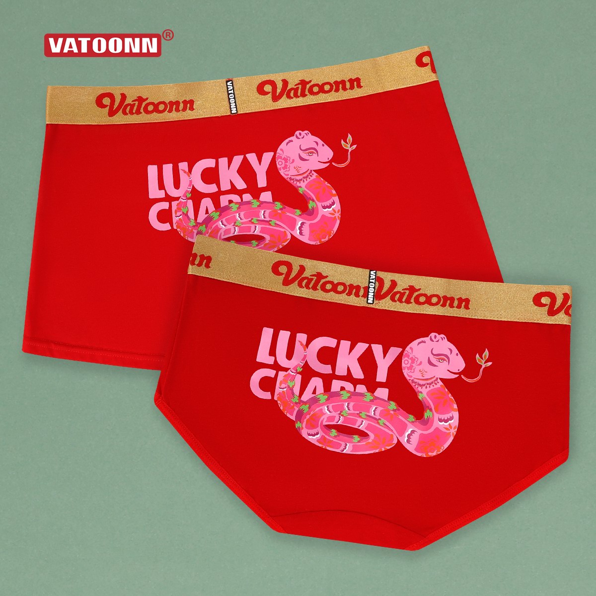 花佃品色情侣中腰内裤蛇年印花棉