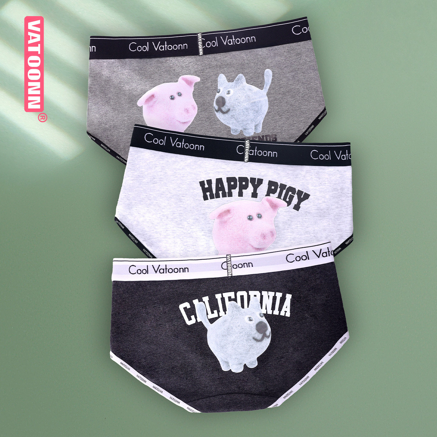 小猪小狗印花女士纯棉内裤可爱大码透气抑菌裆中腰宽腰带不卷边,女士内衣/男士内衣/家居服,女三角裤,淘宝优惠券,粉丝福利购,淘宝优惠卷