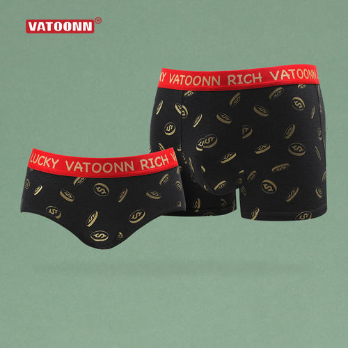 花佃品色男女中腰内裤新年印花潮