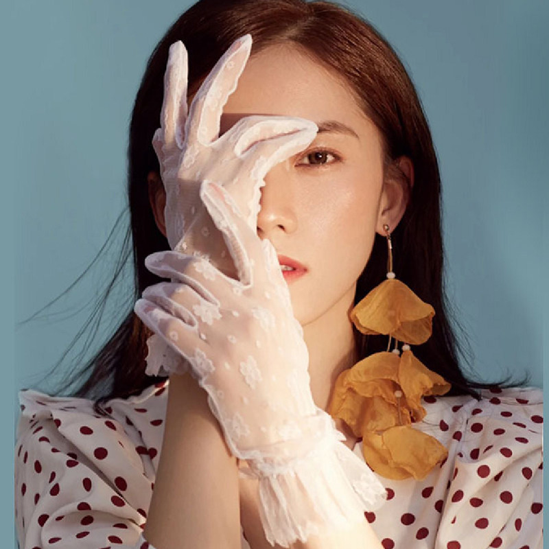 蕾丝短款新娘镂空装扮旗袍手套lolita婚纱礼服有指手套夏季网纱