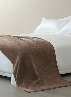 梦幻满屋现代简约棕咖色诧寂风搭毯酒店民宿床旗床尾巾居家沙发毯