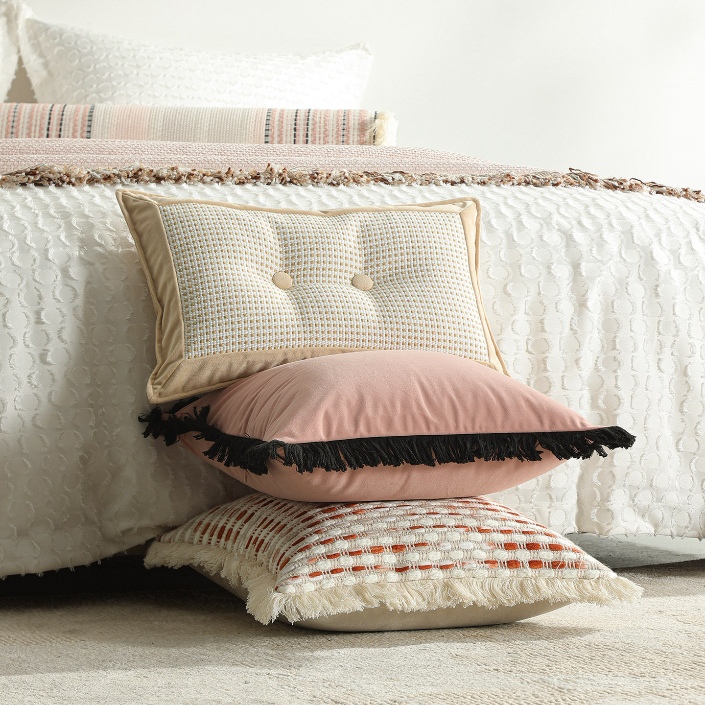 女孩大童房【色彩交响】系列床品配件样板间家居软装抱枕床尾巾