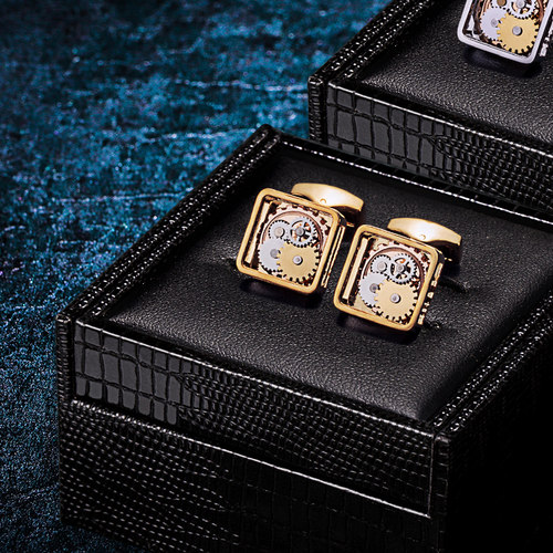 镂空机械设计袖扣男免费刻字KFLK