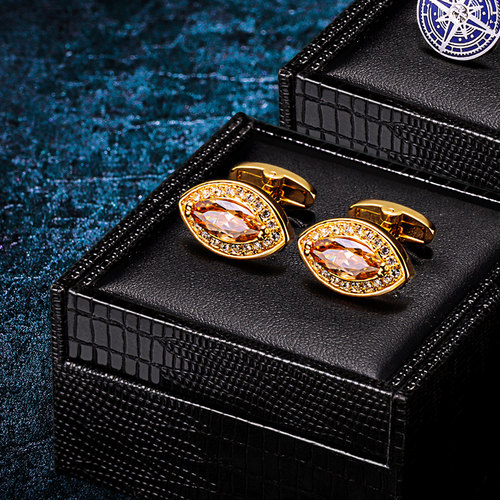 奢华金色衬衫袖扣KFLK免费刻字