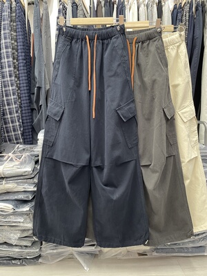 蒂娜尚品78067-1正品2025秋松紧腰抽绳工装休闲裤女束脚裤阔腿裤