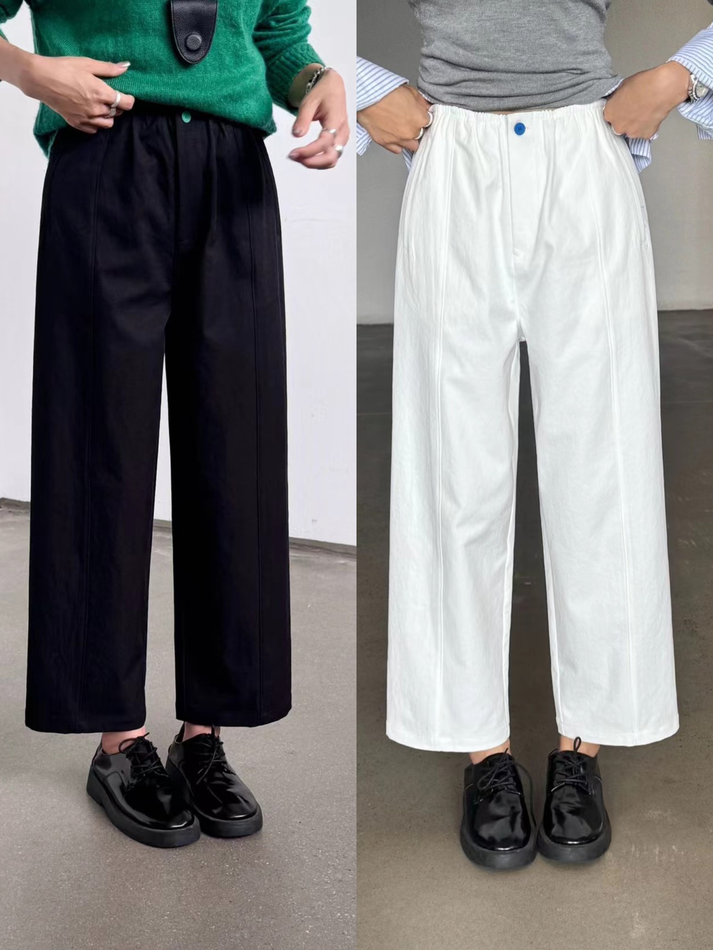 早秋职场OL清爽穿搭简谜AW2571欧货正品抗皱西裤女九分休闲直筒裤