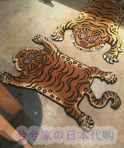 日本代购 DETAIL  TIGER RUG 印度手工制 虎纹毯/玄关老虎地毯
