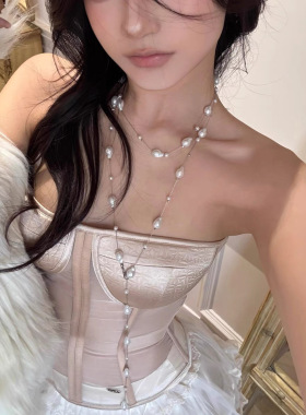 长款满天星仿珍珠项链女款高级感多种戴法锁骨链轻奢小众气质颈链