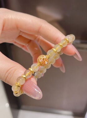 足金999盘缠+足金999花球金发晶手串招米米手串