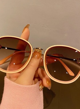 复古粉茶色太阳镜女小红书网红墨镜潮人时尚眼镜防紫外线2025新款