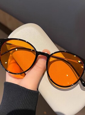 小红书网红同款复古黑框茶片墨镜女韩版百搭遮阳防紫外线太阳镜男