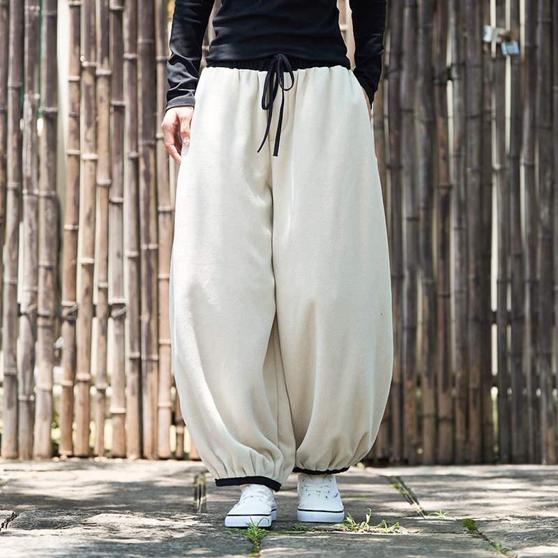 中国风宽松阔腿裤男女棉裤加绒加厚大码灯笼裤男女复古冬季休闲裤