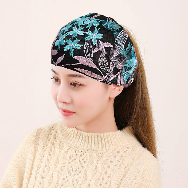 蕾丝发带韩国女网红花朵头巾宽边遮白发头箍民族风发箍发卡头饰品