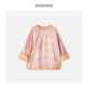 桑蚕丝人丝暗纹提花玉石扣国风衬衫 JINGJING2026新款 粉月光