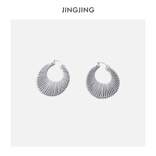 JINGJING2025新款“钻石星河”轻奢贵气小众设计大耳圈圆心耳环