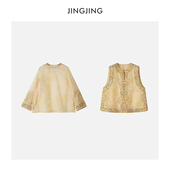 JINGJING2025新款 月下金贵 100桑蚕丝金银丝刺绣轻薄透气上衣