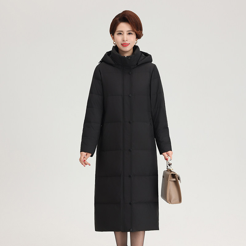 冬季超长加长加厚白鹅绒抗严寒-40度连帽外套大衣轻奢羽绒服女冬