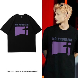 Tf家族四代左奇函同款衣服花朵鲨鱼印花T恤男女夏纯棉潮流短袖