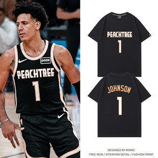 老鹰队杰伦约翰逊1号26城市篮球衣男美式休闲复古短袖T恤运动潮流