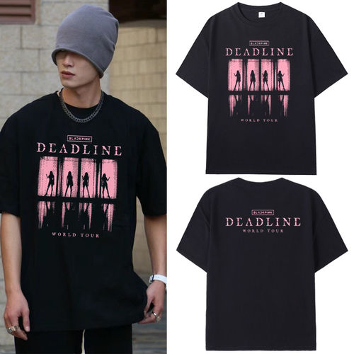 DEADLINE演唱会周边t恤夏blackpink同款jennie短袖应援男女上衣服