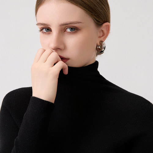 Msi可机洗60支18针无缝针织100纯羊毛打底衫高领软糯美丽诺羊毛