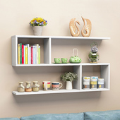 墙上置物架免打孔壁挂式 卧室客厅吊柜储物柜壁柜现代简约墙面书架