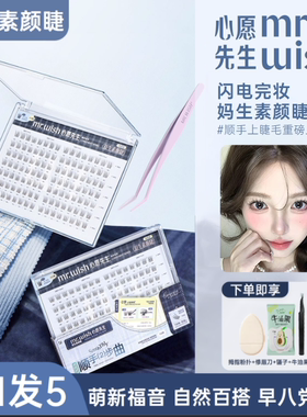 Mr.wish/心愿先生顺手素颜睫短款妈生自然免胶假睫毛自然仿真清透