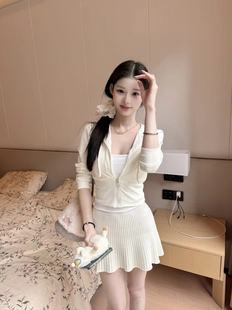 修身 显瘦女舒适针织连帽开衫 拉链 收腰短外套CRASH green大姐姐