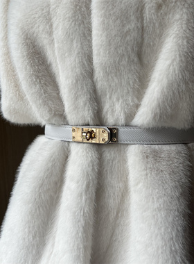 green大姐姐【精致细节感】H家kel*y包金扣腰带真皮带女收腰配饰