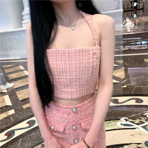 green姐姐粉色少女吊带背心抹胸