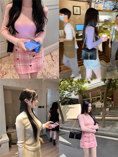 T恤圆领上衣针织衫 green大姐姐 胸大基础女长袖 修身 秋 无意显瘦