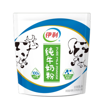伊利纯牛奶粉320克袋装16条生牛乳配方 适合儿童学生女士中老年人