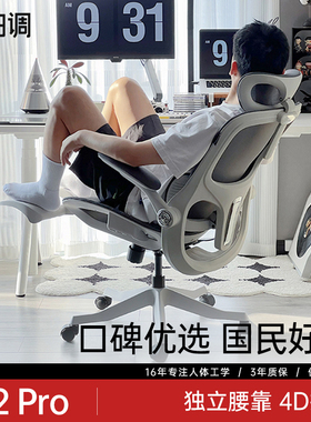 黑白调新P2 Pro人体工学椅电脑椅家用舒适久坐办公椅学习椅电竞椅