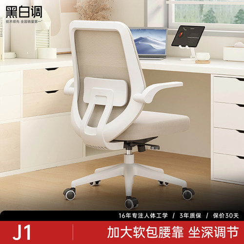 黑白调J101加大软腰靠人体工学椅