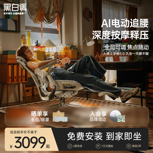 黑白调E3Ultra五代人体工学椅