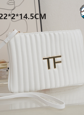 专柜赠品 TF白色化妆包长手腕带手拿收纳包 气质diy肩带跨肩背包