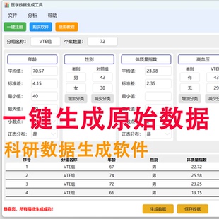科研数据生成神器支持T检验/卡方/ANOVA方差原始数据SPSS统计分析