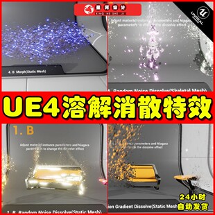 Effect人物角色消散溶解粒子特效4.27 Dissolve UE4UE5 Niagara