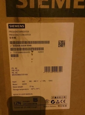 议价6SE6430-2UD34-5EA0西门子变频器MICROMASTER 430 无滤波议价