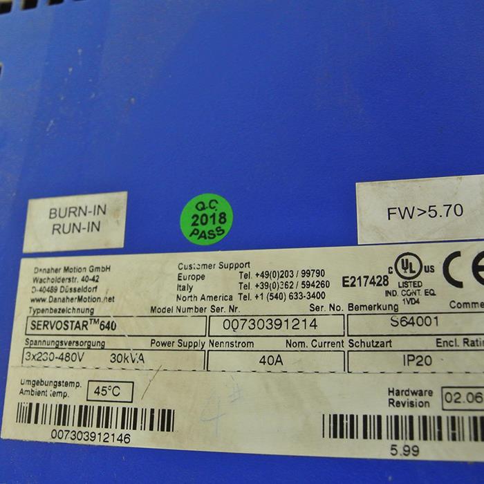 议价Krollmogen科议尔摩根 SERVOSTAR 640 S64001动 伺服驱器 现