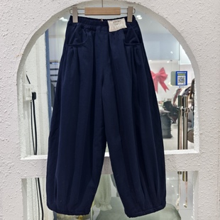 加绒夹棉舒适棉裤 女童加厚休闲裤 10岁小女孩棉布裤 森系宽松韩版