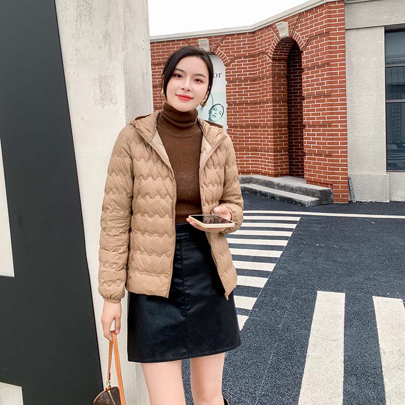 艾尚雪简约风聚酯纤维短款戴帽