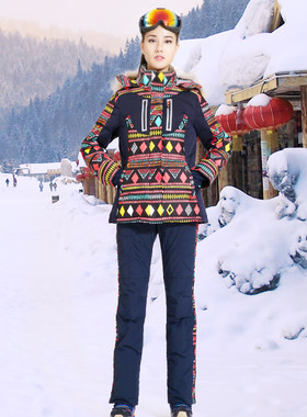 2020反季冬连帽滑雪羽绒服套装女户外运动保暖羽绒两件套02187