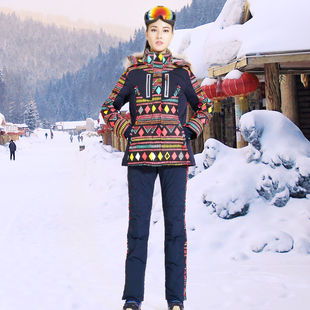 2020反季冬连帽滑雪羽绒服套装女户外运动保暖羽绒两件套02187