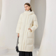 休闲慵懒风长款 鹅绒服女连帽加厚过膝白色2025冬新款 036A0